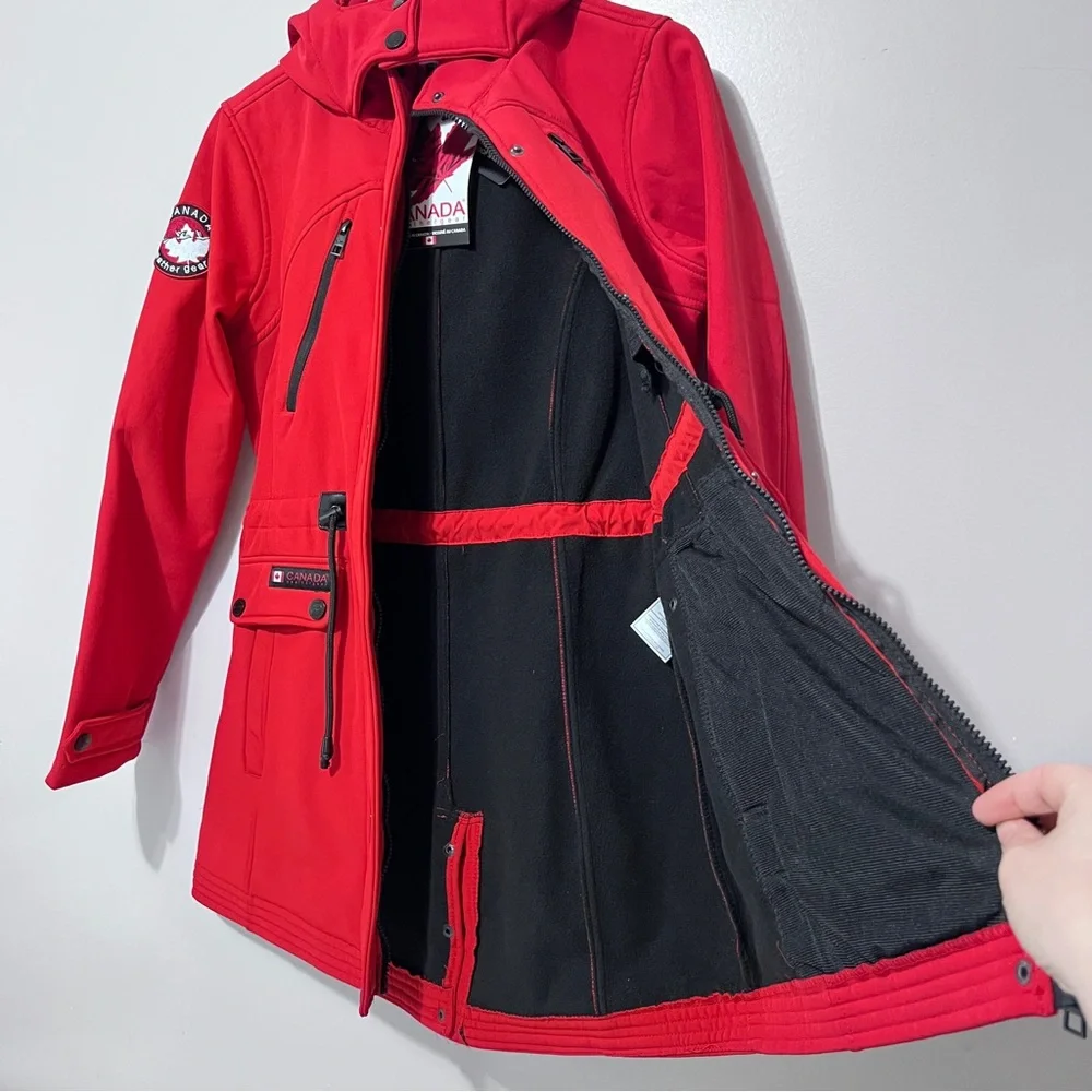 Canada Weather Gear Waterproof Hooded Red Jacket Size Small Outdoor Hiking - Picture 4 of 11